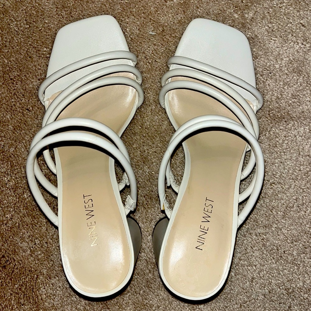 Nine West White Heeled Sandals